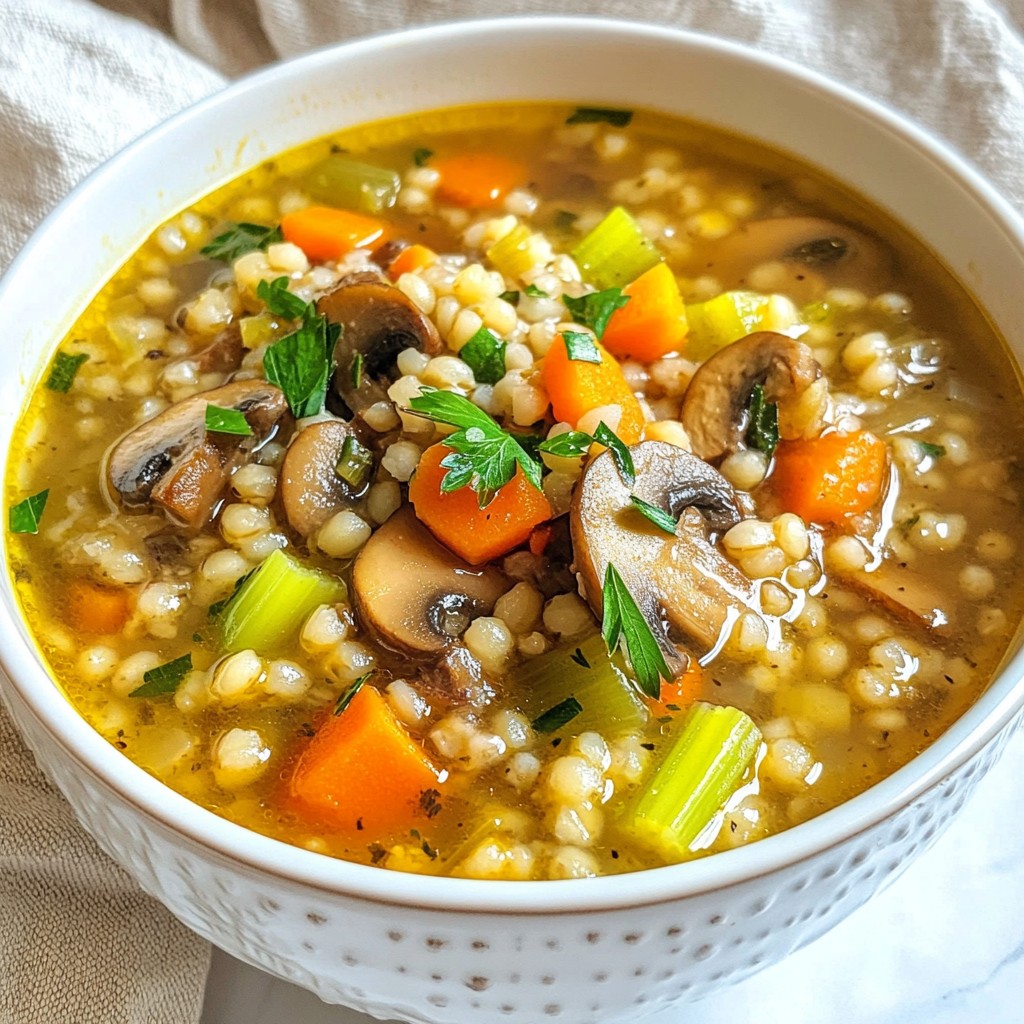 Healthy Crockpot Mushroom and Barley Soup Delight