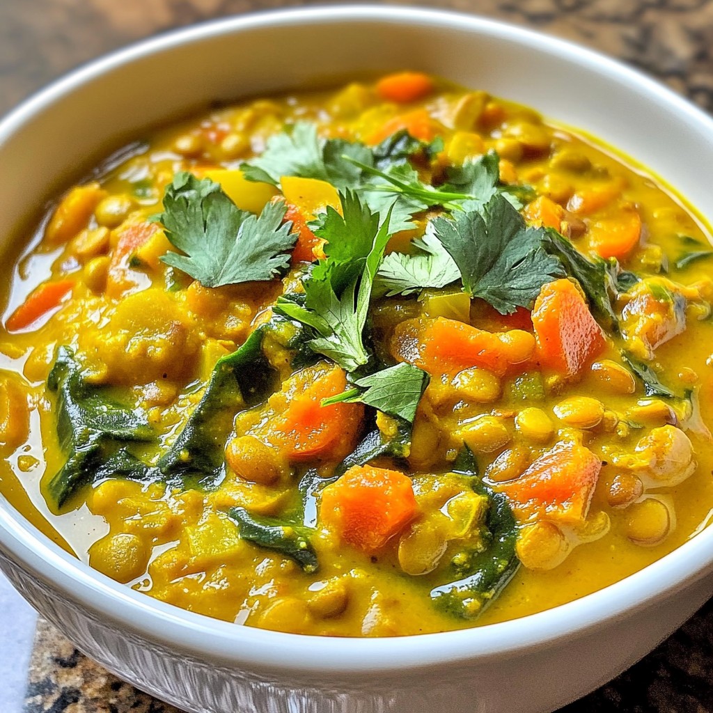 Crockpot Meal Prep Curried Lentil and Spinach Stew Delight