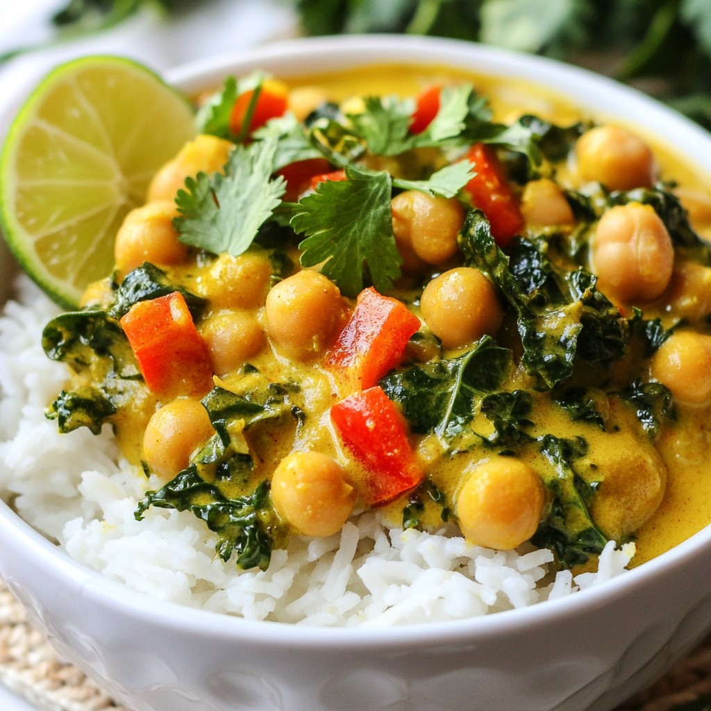 Crockpot Meal Prep Savory Chickpea and Kale Curry Delight
