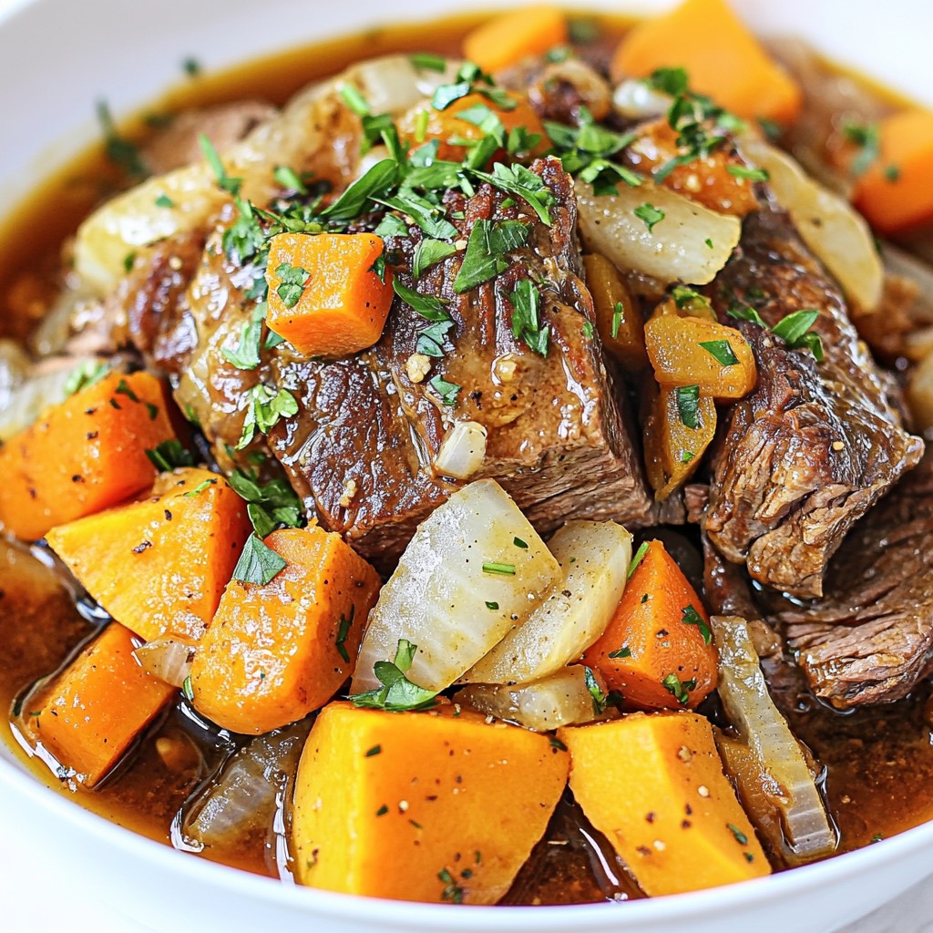 Tender Slow Cooker Beef and Sweet Potato Roast Dish