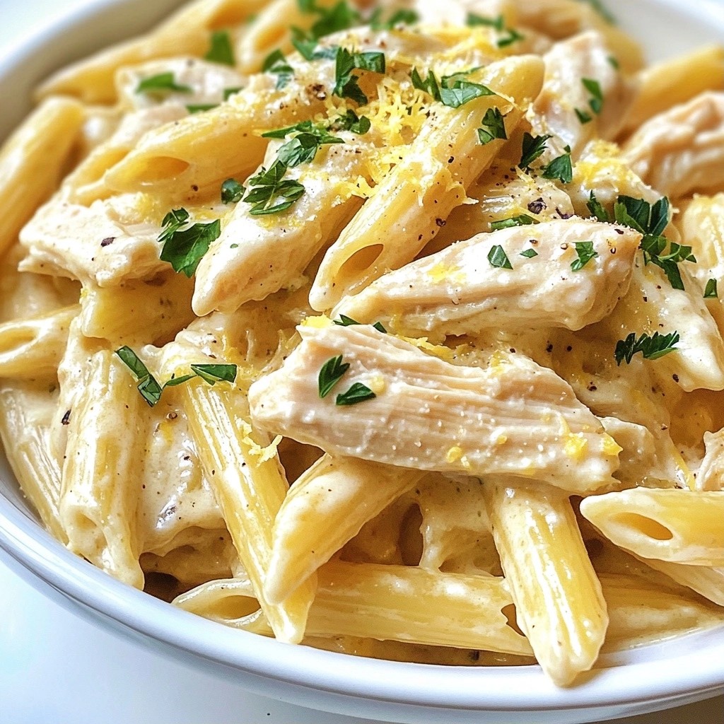 Creamy Slow Cooker Lemon Herb Chicken Pasta Delight