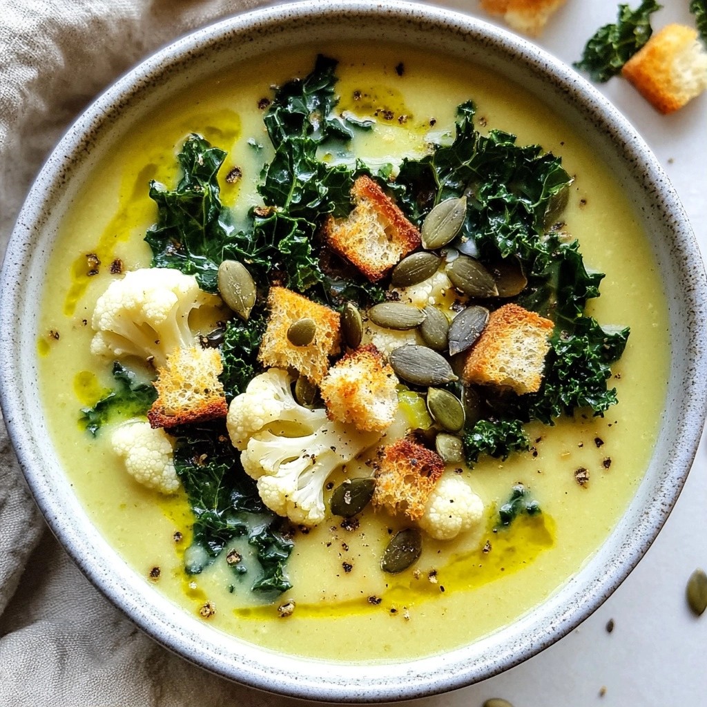 Hearty Slow Cooker Cauliflower and Kale Soup Delight