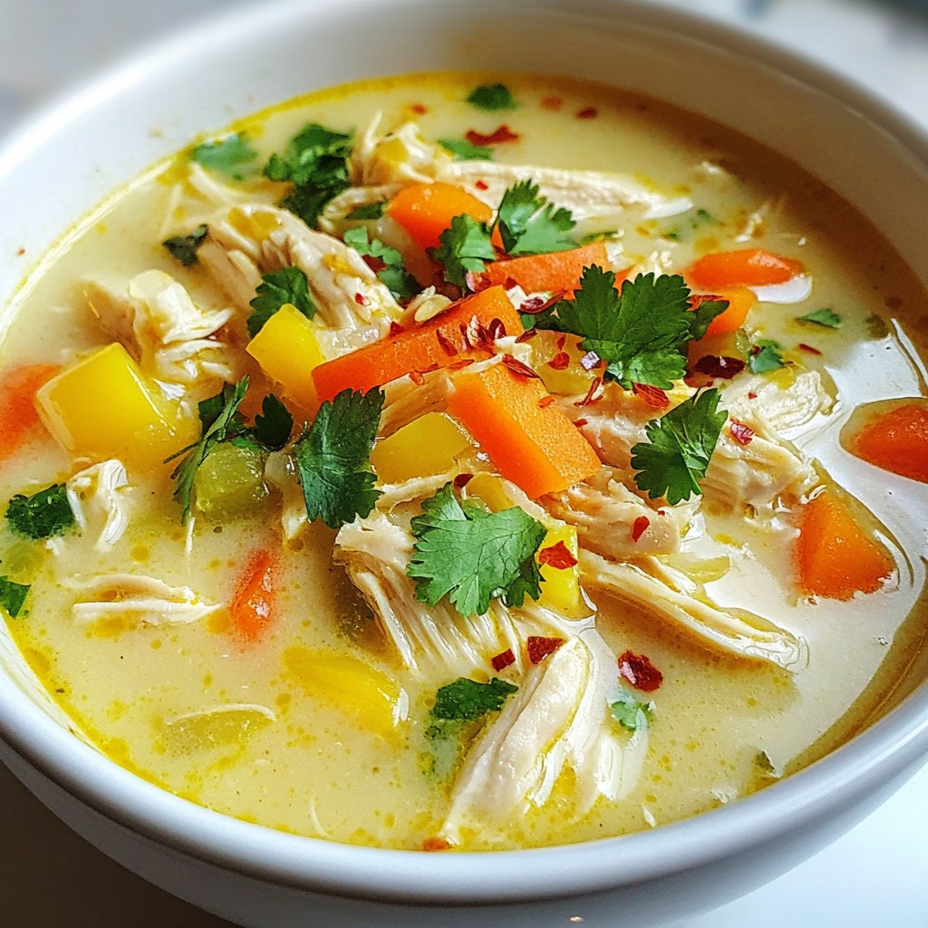 Creamy Crockpot Thai Coconut Chicken Soup Recipe