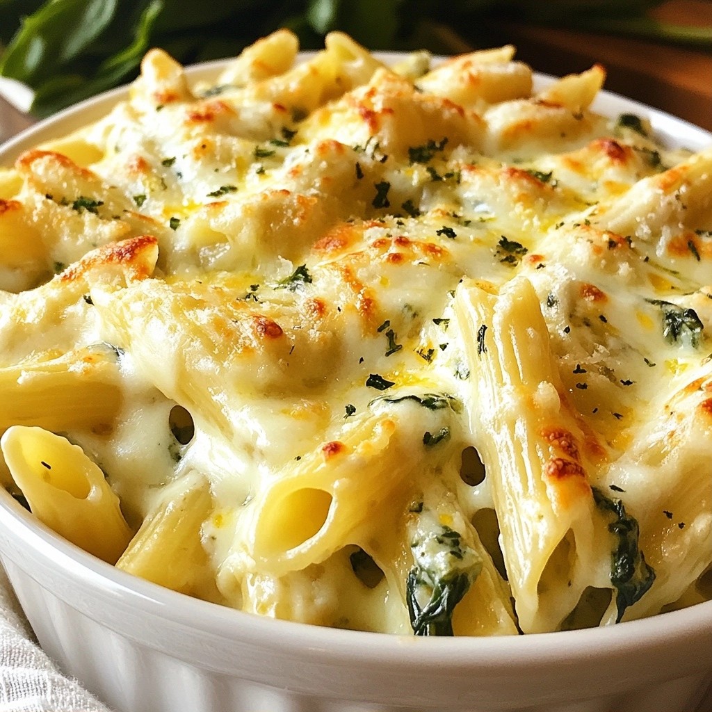 Cheesy Slow Cooker Spinach Artichoke Pasta Delight
