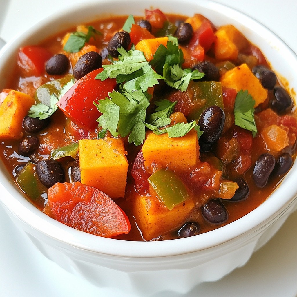 Crockpot meal prep Sweet Potato and Black Bean Chili Time