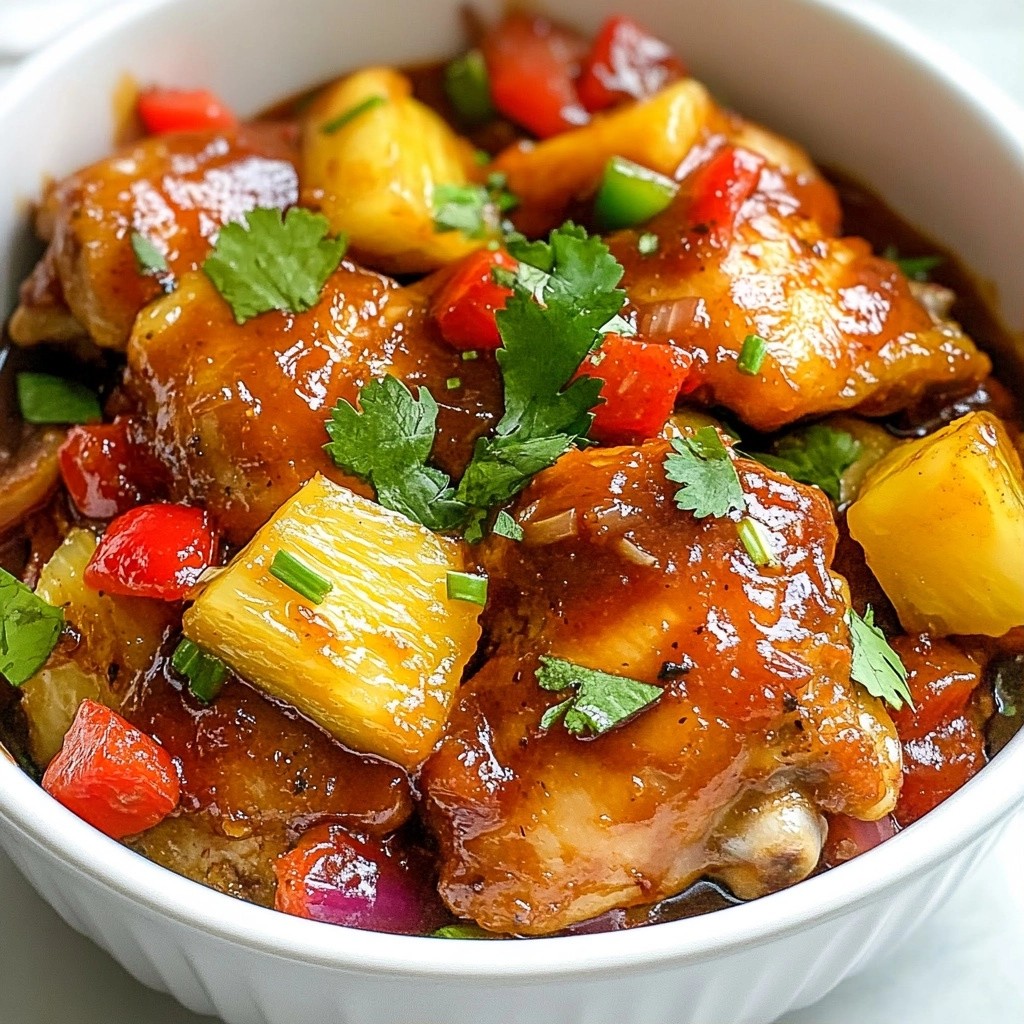Quick Crockpot BBQ Pineapple Chicken Thighs Delight