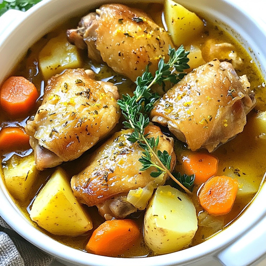 Tender Slow Cooker Lemon Thyme Chicken Stew Recipe