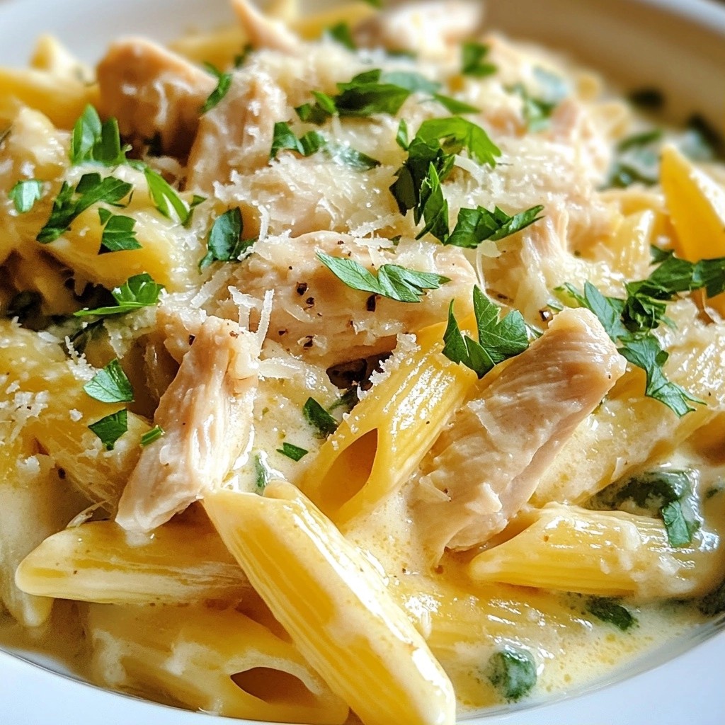 Crockpot Meal Prep Garlic Parmesan Chicken Pasta Delight