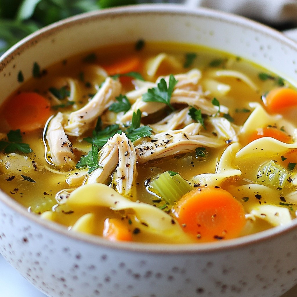 Warm Slow Cooker Chicken and Herb Noodle Soup Delight