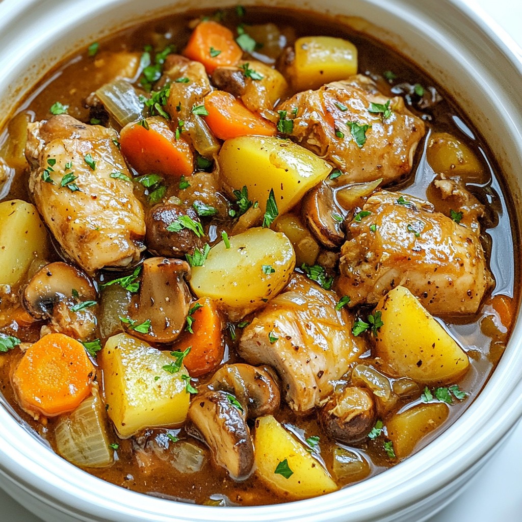 Comforting Slow Cooker Chicken and Wild Mushroom Stew