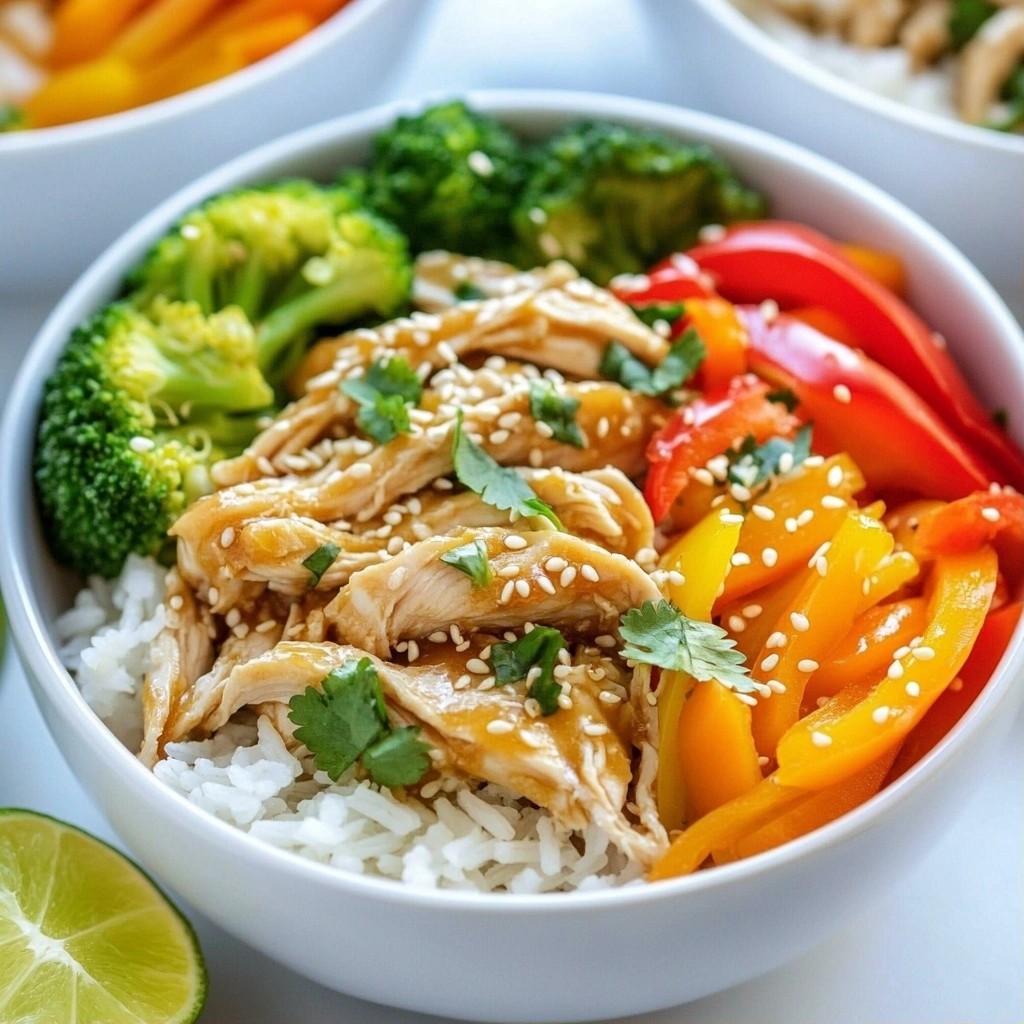 Crockpot Meal Prep Ginger Lime Chicken Bowls Delight