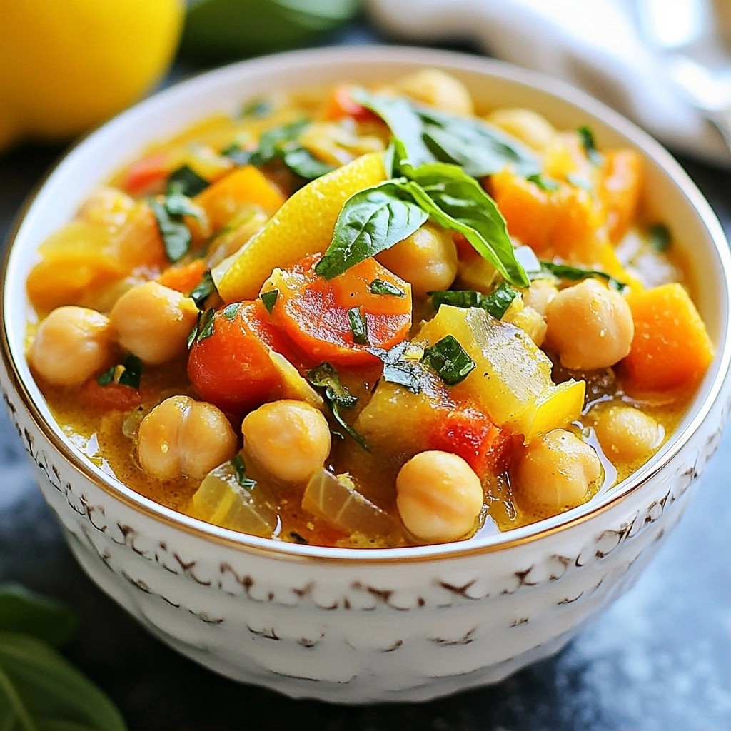 Fragrant Slow Cooker Lemon Basil Chickpea Stew Recipe
